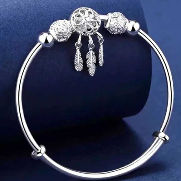 Dreamcatcher Sterling Silver Bracelet - 99.9% Pure Silver - Picture 4 of 9